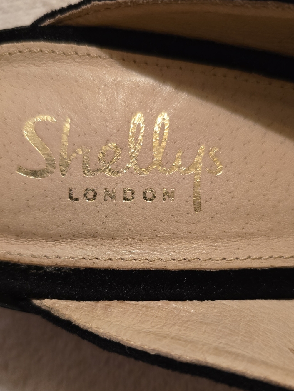 Shellys London Black Velvet Gold Studded Pointed Toe Mules 8.5 - Picture 13 of 13